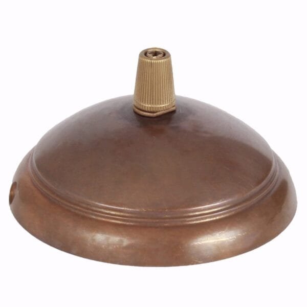 Brass ceiling rose light fitting, dome with cord grip