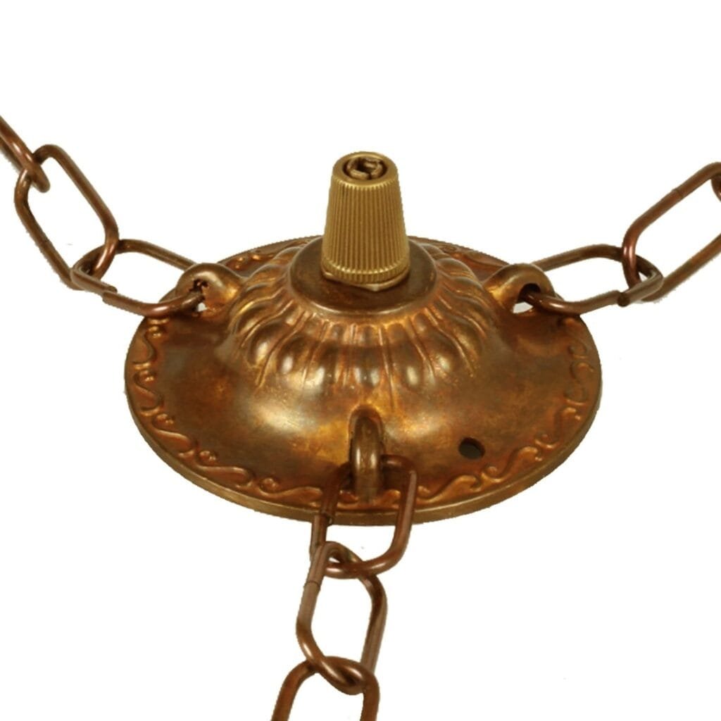 Three-chain decorative antique brass ceiling rose Brass Parts Great Lighting UK Ltd