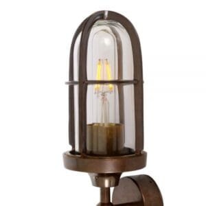 Clayton Double Well Glass IP54 Wall Light Brass Outdoor Lights Great Lighting UK Ltd