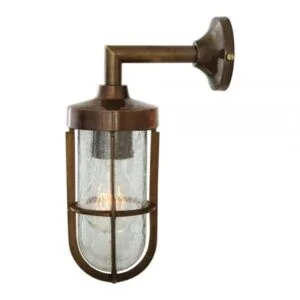 Cladach Brass Well Glass Outdoor Wall Light IP65 Industrial Wall Lights Great Lighting UK Ltd