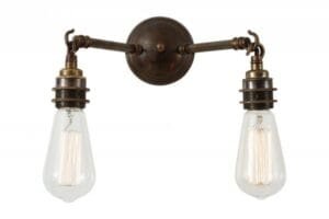 Arrigo Brass Double Wall Light Industrial Wall Lights Great Lighting UK Ltd