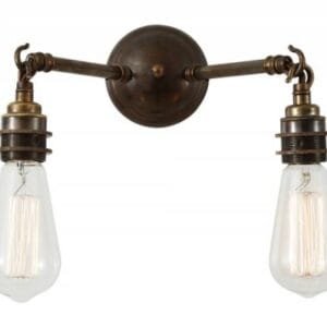 Arrigo Brass Double Wall Light Industrial Wall Lights Great Lighting UK Ltd