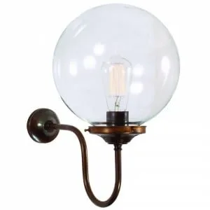 Riad Clear Globe Wall Light 25 cm Kitchen Glass Wall Lights Great Lighting UK Ltd