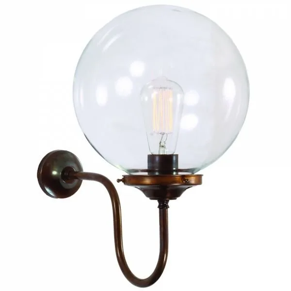 Riad Clear Globe Wall Light 25 cm Kitchen Glass Wall Lights Great Lighting UK Ltd