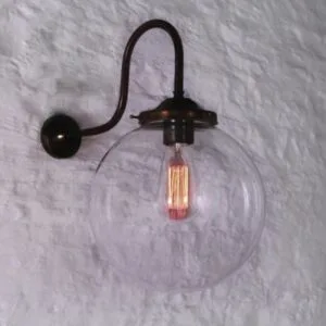 Riad Clear Globe Wall Light 25 cm Kitchen Glass Wall Lights Great Lighting UK Ltd