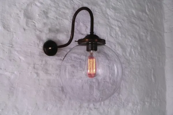 Riad Clear Globe Wall Light 25 cm Kitchen Glass Wall Lights Great Lighting UK Ltd