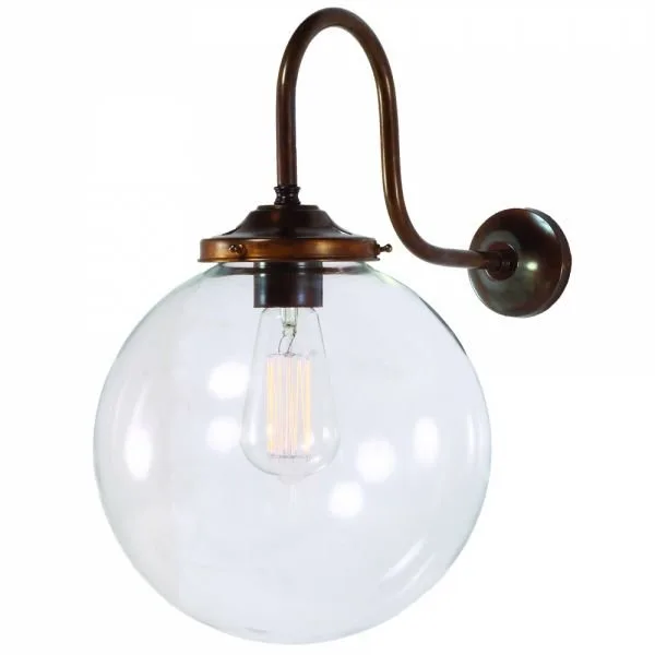 Riad Clear Globe Wall Light 25 cm Kitchen Glass Wall Lights Great Lighting UK Ltd