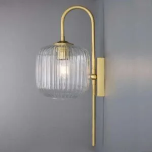Astoria Reeded Glass and Brass Wall Light Bedroom Wall Lights Great Lighting UK Ltd