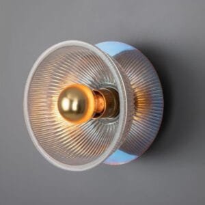 Eclipse Brass and Holophane Glass Dish Wall Light Holophane & Prismatic Wall Lights Great Lighting UK Ltd