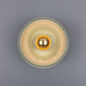 Eclipse Brass and Holophane Glass Dish Wall Light Holophane & Prismatic Wall Lights Great Lighting UK Ltd