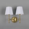 Bursa Modern Brass Double Wall Light with Fabric Shades Fabric Wall Lights Great Lighting UK Ltd