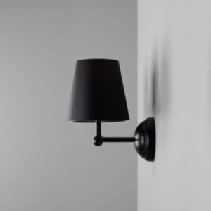 Busan Modern Brass Double Wall Light with Fabric Shades Fabric Wall Lights Great Lighting UK Ltd