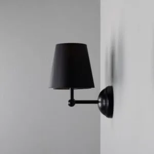 Busan Modern Brass Double Wall Light with Fabric Shades Antique Brass Wall Lights Great Lighting UK Ltd