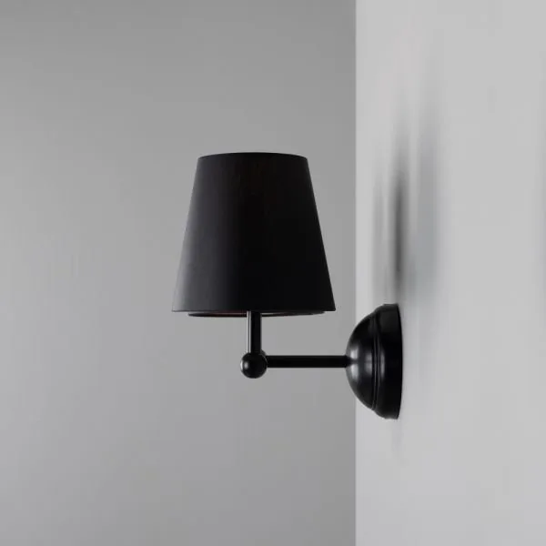 Busan Modern Brass Double Wall Light with Fabric Shades Antique Brass Wall Lights Great Lighting UK Ltd