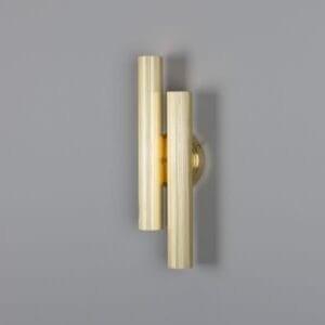 Royce Modern Reeded Brass Double Wall Light Brass Wall Lights Great Lighting UK Ltd