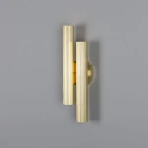 Royce Modern Reeded Brass Double Wall Light Antique Brass Wall Lights Great Lighting UK Ltd
