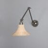 Savannah Adjustable Arm Wall Light with Small Bell-Shaped Rattan Shade Brass Wall Lights Great Lighting UK Ltd