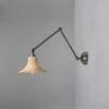 Savannah Adjustable Arm Wall Light with Small Bell-Shaped Rattan Shade Brass Wall Lights Great Lighting UK Ltd