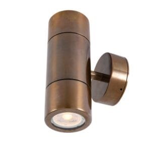 Lana Up / Down Brass Wall Light IP44 / IP65 Glass Bathroom Wall Sconces Great Lighting UK Ltd