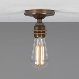Bexter Vintage Bare Bulb Ceiling Light Flush Brass Lights Great Lighting UK Ltd