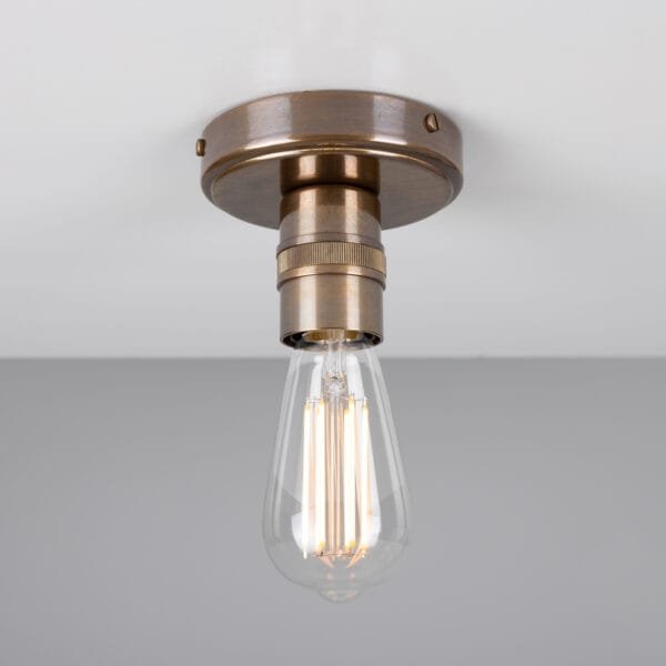 Bexter Vintage Bare Bulb Ceiling Light Flush Brass Lights Great Lighting UK Ltd