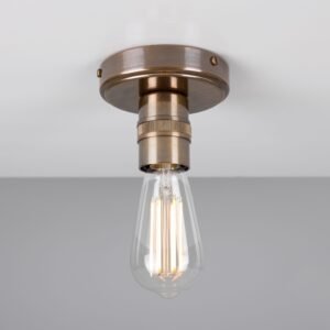 Bexter Vintage Bare Bulb Ceiling Light Flush Brass Lights Great Lighting UK Ltd