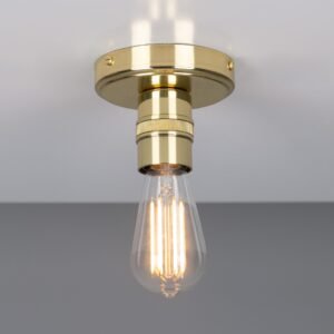 Bexter Vintage Bare Bulb Ceiling Light Flush Brass Lights Great Lighting UK Ltd