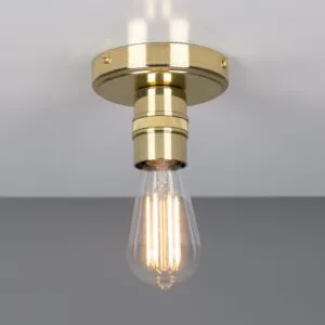 Bexter Vintage Bare Bulb Ceiling Light Flush Brass Lights Great Lighting UK Ltd