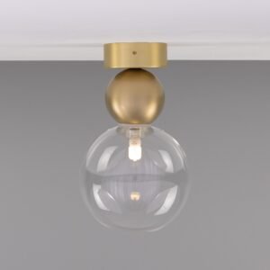 Helena Small Glass Ball Ceiling Light Flush Brass Lights Great Lighting UK Ltd