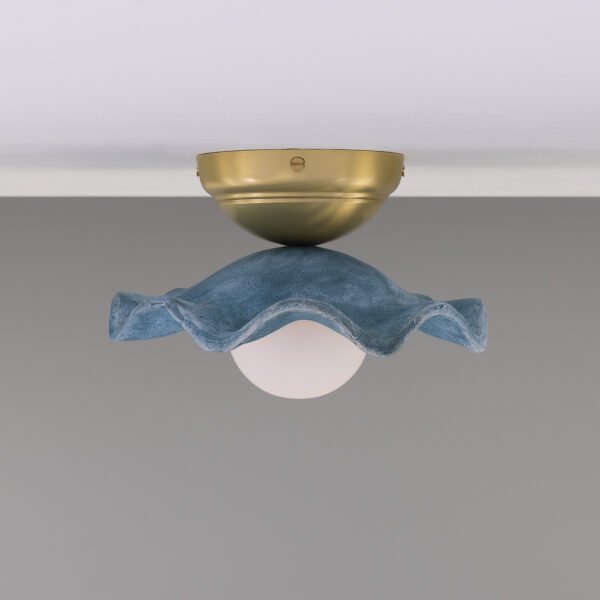 Rivale Wavy Ceiling or Wall Light with Blue Earth Shade Ceramic Ceiling Lights Great Lighting UK Ltd