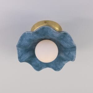 Rivale Wavy Ceiling or Wall Light with Blue Earth Shade Ceramic Ceiling Lights Great Lighting UK Ltd