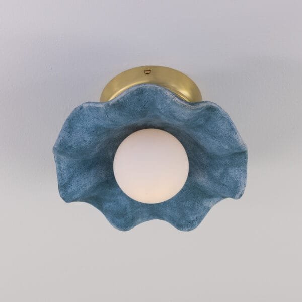 Rivale Wavy Ceiling or Wall Light with Blue Earth Shade Ceramic Ceiling Lights Great Lighting UK Ltd
