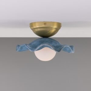 Rivale Wavy Ceiling or Wall Light with Blue Earth Shade Ceramic Ceiling Lights Great Lighting UK Ltd