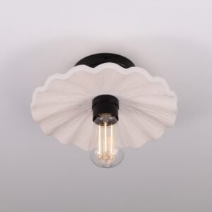 White Stripped Kapok Ceramic Ceiling Light Bedroom Ceiling Lights Great Lighting UK Ltd