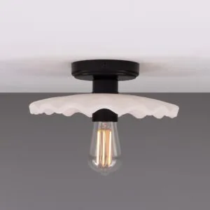 White Stripped Kapok Ceramic Ceiling Light Bedroom Ceiling Lights Great Lighting UK Ltd
