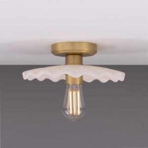 White Stripped Kapok Ceramic Ceiling Light Bedroom Ceiling Lights Great Lighting UK Ltd