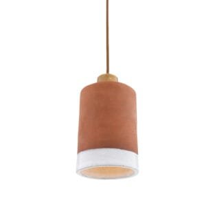 Rhus Terracotta Pendant with Glazed Rim Coloured Light Fixtures Great Lighting UK Ltd