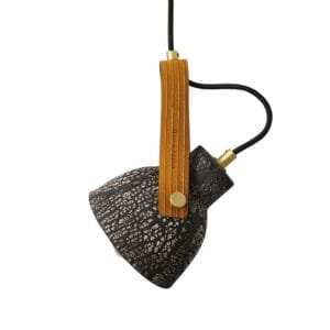 Black Pera Ceramic Pendant with Rescued Fire-Hose Strap Ceramic Pendant Lighting Great Lighting UK Ltd