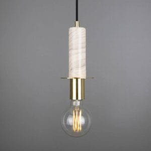 Figo Marbled Ceramic & Brass Slim Pendant Kitchen Ceilings Lights Great Lighting UK Ltd