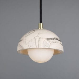 Small Domed Ceramic Light | Marbled Ferox Pendant Ceramic Pendant Lighting Great Lighting UK Ltd