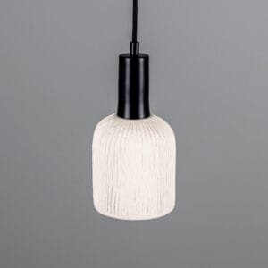 Osier 11.5cm White Stripped Ceramic Pendant Ceramic Pendant Lighting Great Lighting UK Ltd