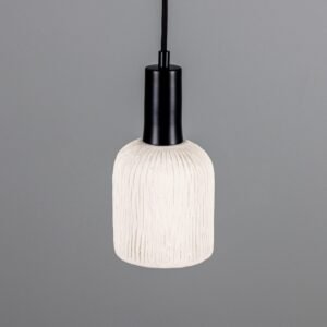 Osier 11.5cm White Stripped Ceramic Pendant Ceramic Pendant Lighting Great Lighting UK Ltd