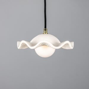 Wavy Ceramic Rivale Pendant Light in Matt White Ceramic Pendant Lighting Great Lighting UK Ltd