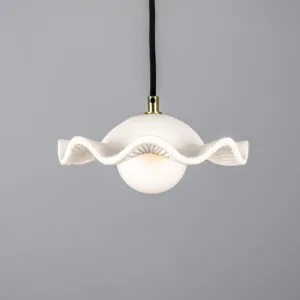 Wavy Ceramic Rivale Pendant Light in Matt White Ceramic Pendant Lighting Great Lighting UK Ltd