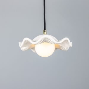Wavy Ceramic Rivale Pendant Light in Matt White Ceramic Pendant Lighting Great Lighting UK Ltd