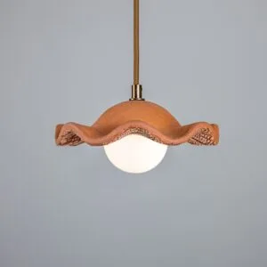 Rivale Red Iron Wavy Shade Pendant Light Ceramic Pendant Lighting Great Lighting UK Ltd
