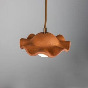 Rivale Red Iron Wavy Shade Pendant Light Ceramic Pendant Lighting Great Lighting UK Ltd