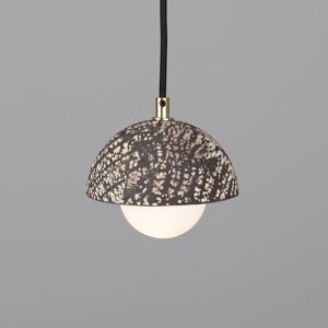 Ferox Small Domed Black Ceramic Pendant Light Ceramic Pendant Lighting Great Lighting UK Ltd