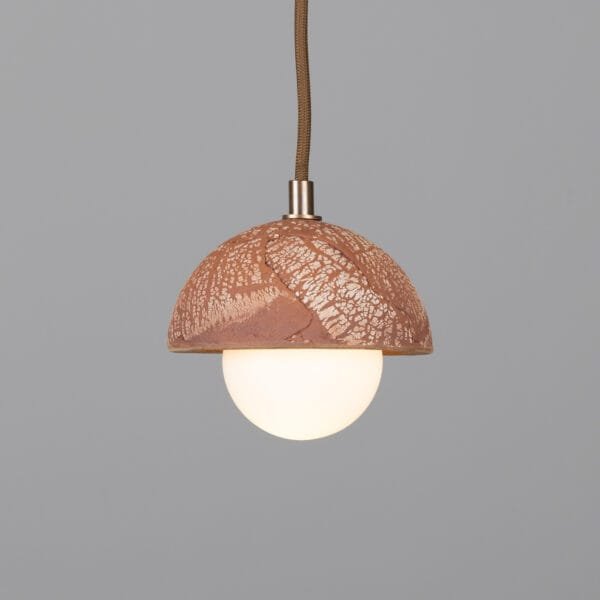 RED Iron Ceramic Ferox Small Dome Pendant Ceramic Pendant Lighting Great Lighting UK Ltd