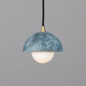 Ferox Small Domed Pendant in Blue Earth Ceramic Pendant Lighting Great Lighting UK Ltd